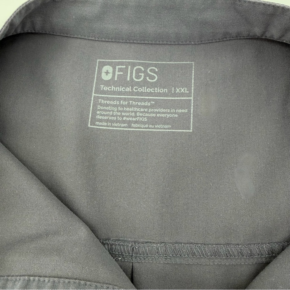 FIGS Rafaela Oversized Scrub Top 2X “Charcoal” PO 1873 Mandarin Collar FIONx - Picture 4 of 7
